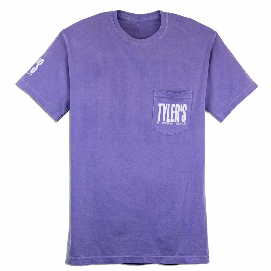 Tyler's Comfort Color Pocket T-Shirt in Violet & White | Soft Vintage Style Tee