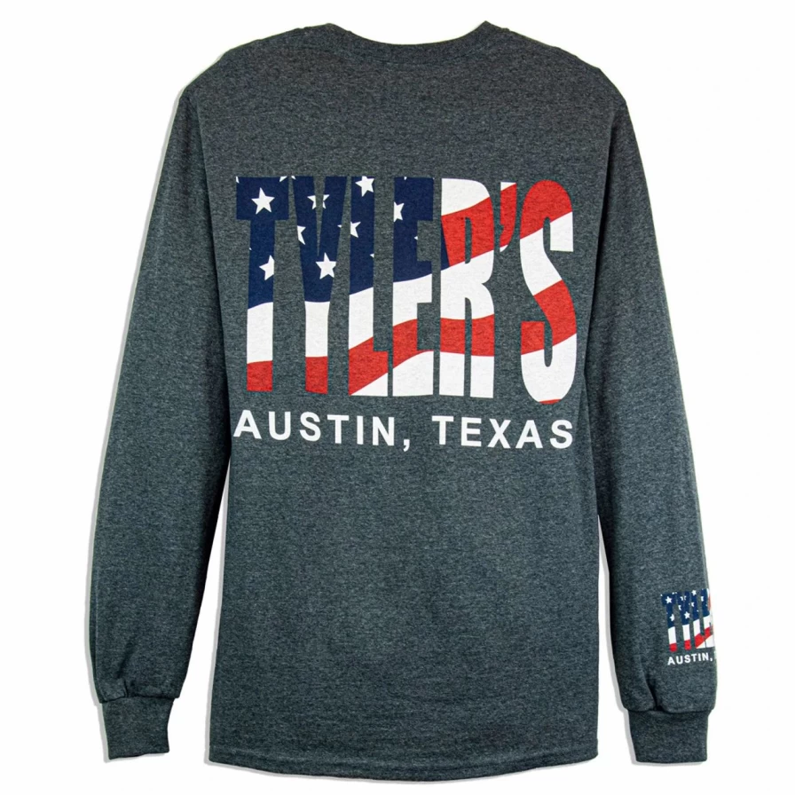 Patriotic Long Sleeve American Flag T-Shirt for Men - Austin Texas Graphic Tee