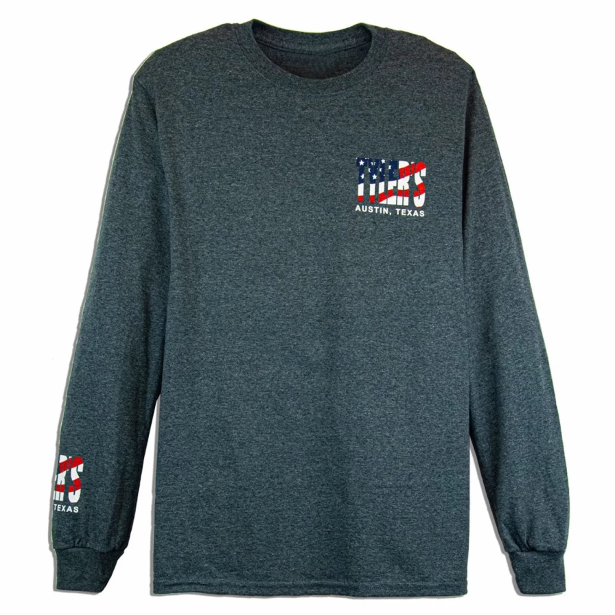 Patriotic Long Sleeve American Flag T-Shirt for Men - Austin Texas Graphic Tee