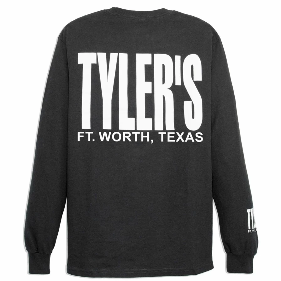 "Stylish Tyler's Black and White Long Sleeve T-Shirt | Comfortable Ft. Worth Tee"