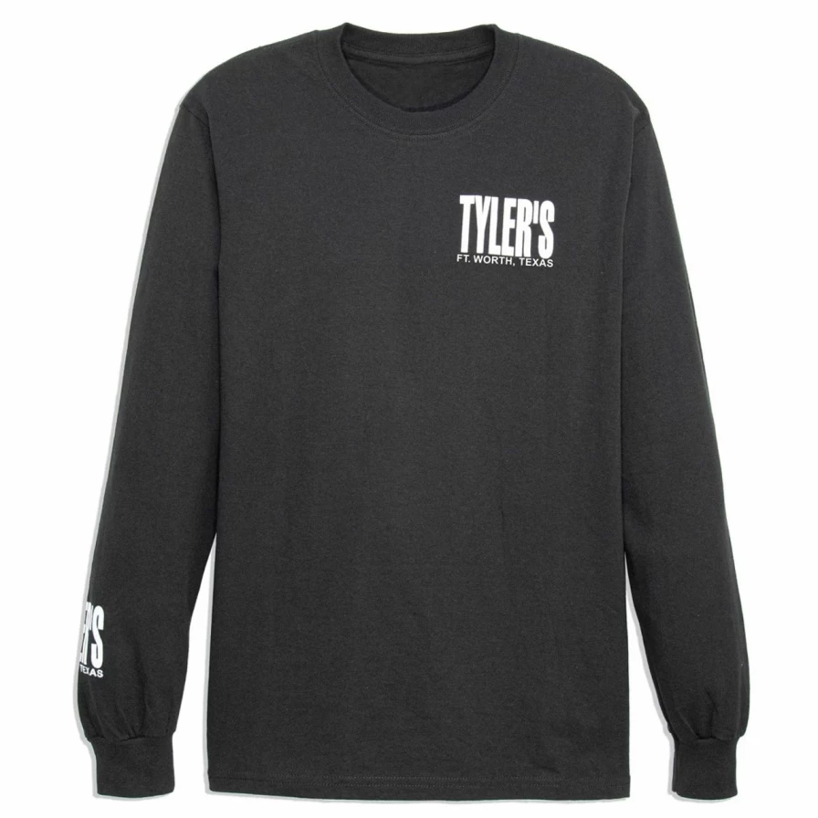 "Stylish Tyler's Black and White Long Sleeve T-Shirt | Comfortable Ft. Worth Tee"