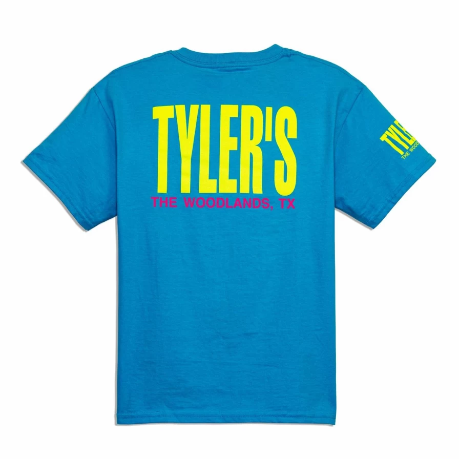 Kids' Turquoise and Yellow Graphic Tee - The Woodlands Tyler's Fun T-Shirt for Children
