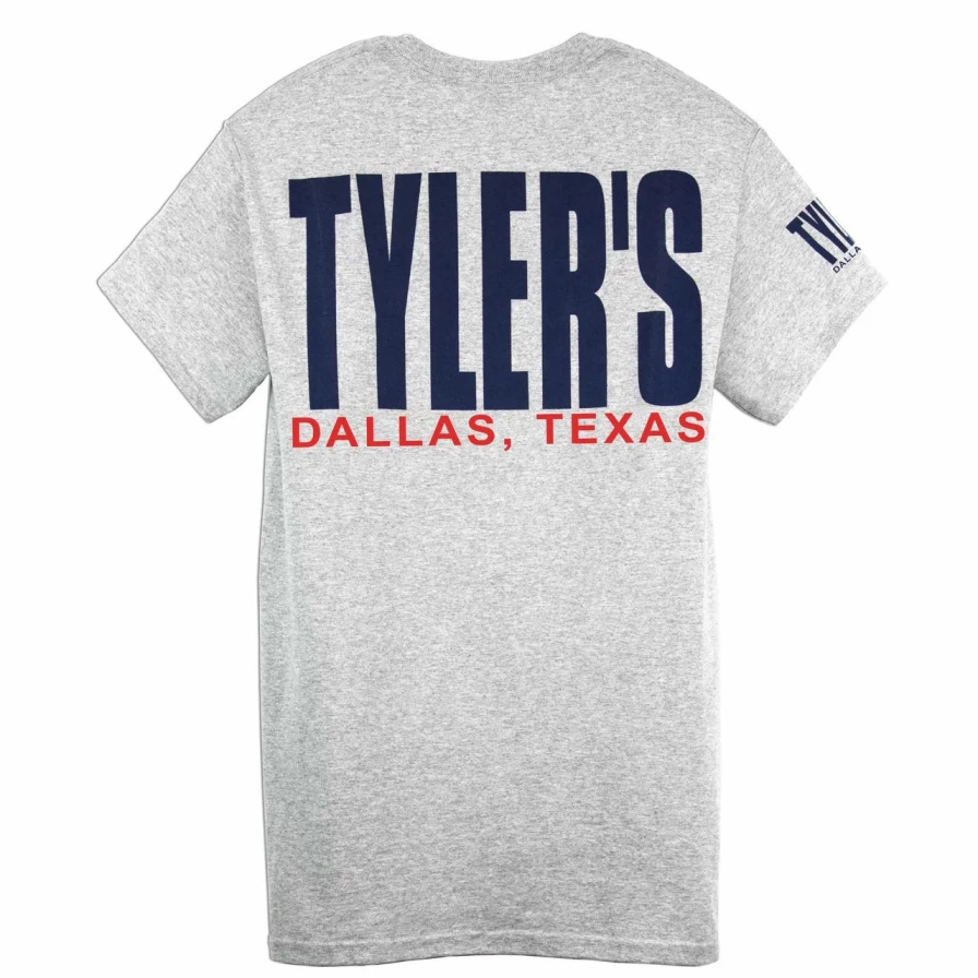 "Men's Casual Grey and Navy T-Shirt - Tyler's Dallas Tee for Everyday Wear"