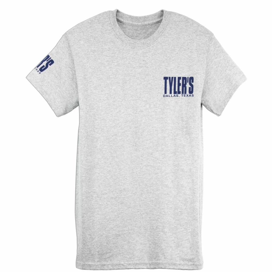 "Men's Casual Grey and Navy T-Shirt - Tyler's Dallas Tee for Everyday Wear"