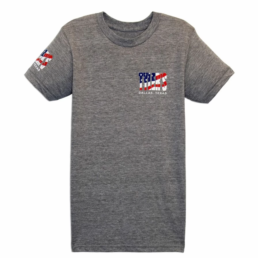 Kids' Grey & American Flag Track Tee - Dallas Patriotic Graphic T-Shirt