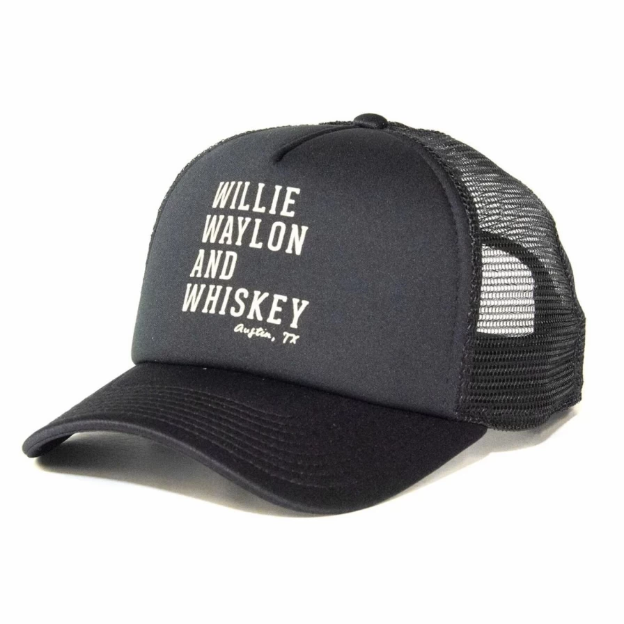 "Black Willie Waylon And Whiskey Trucker Hat - Stylish Country Music Cap"
