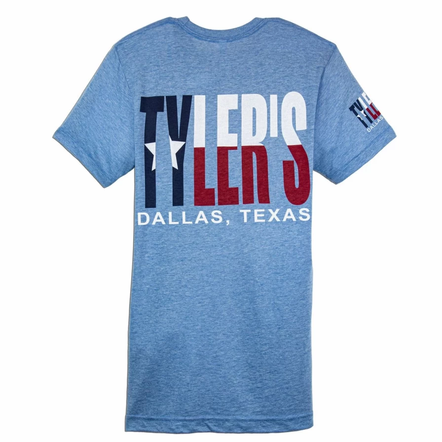 "Tyler's Royal Texas Flag Graphic Track Tee - Dallas Inspired Vintage Style T-Shirt"
