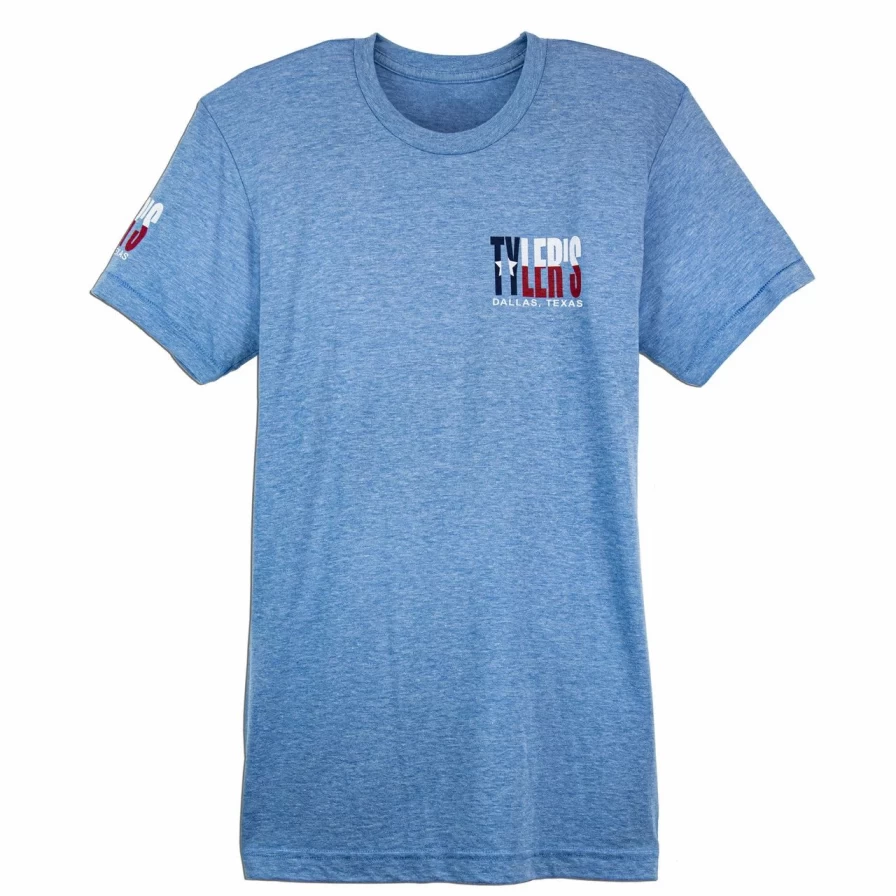 "Tyler's Royal Texas Flag Graphic Track Tee - Dallas Inspired Vintage Style T-Shirt"