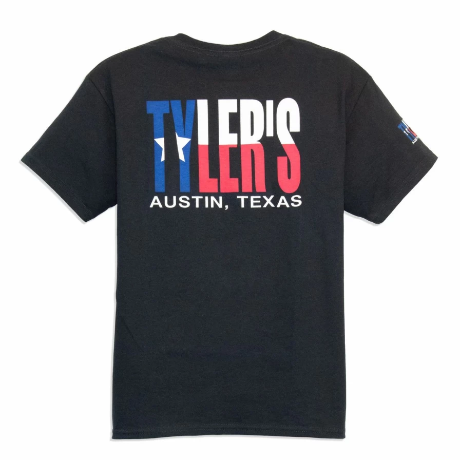 "Kids' Black & Texas Flag Graphic T-Shirt - Austin Themed Tyler's Tee"