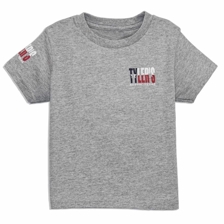 "Toddler's Grey Texas Flag T-Shirt - Austin Themed Tyler's Tee for Kids"