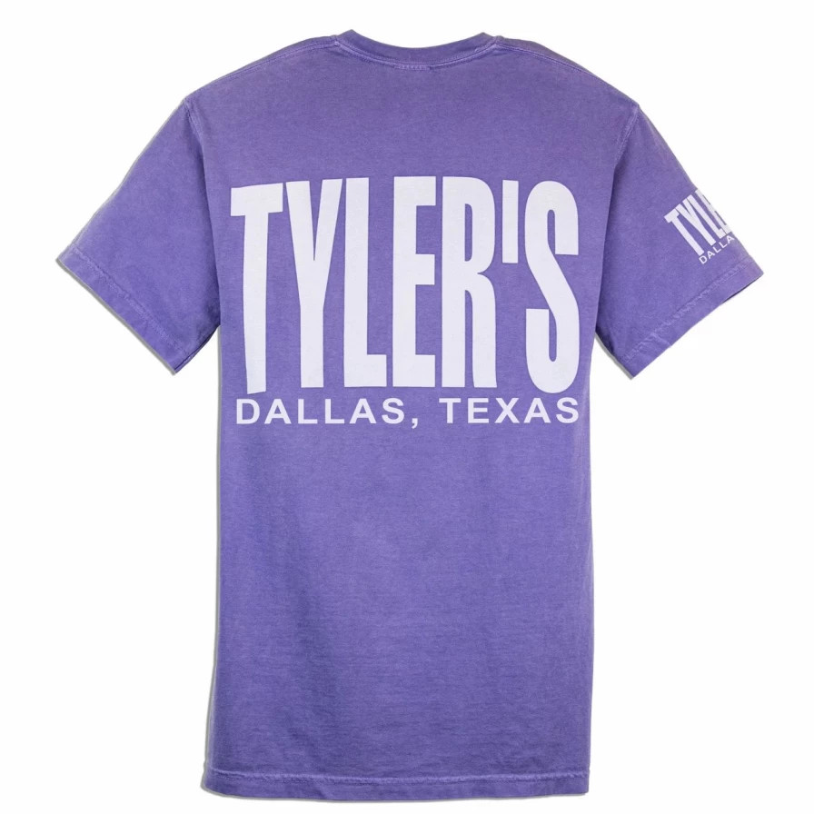 Violet and White Comfort Color Pocket T-Shirt by Tyler's - Dallas Casual Tee