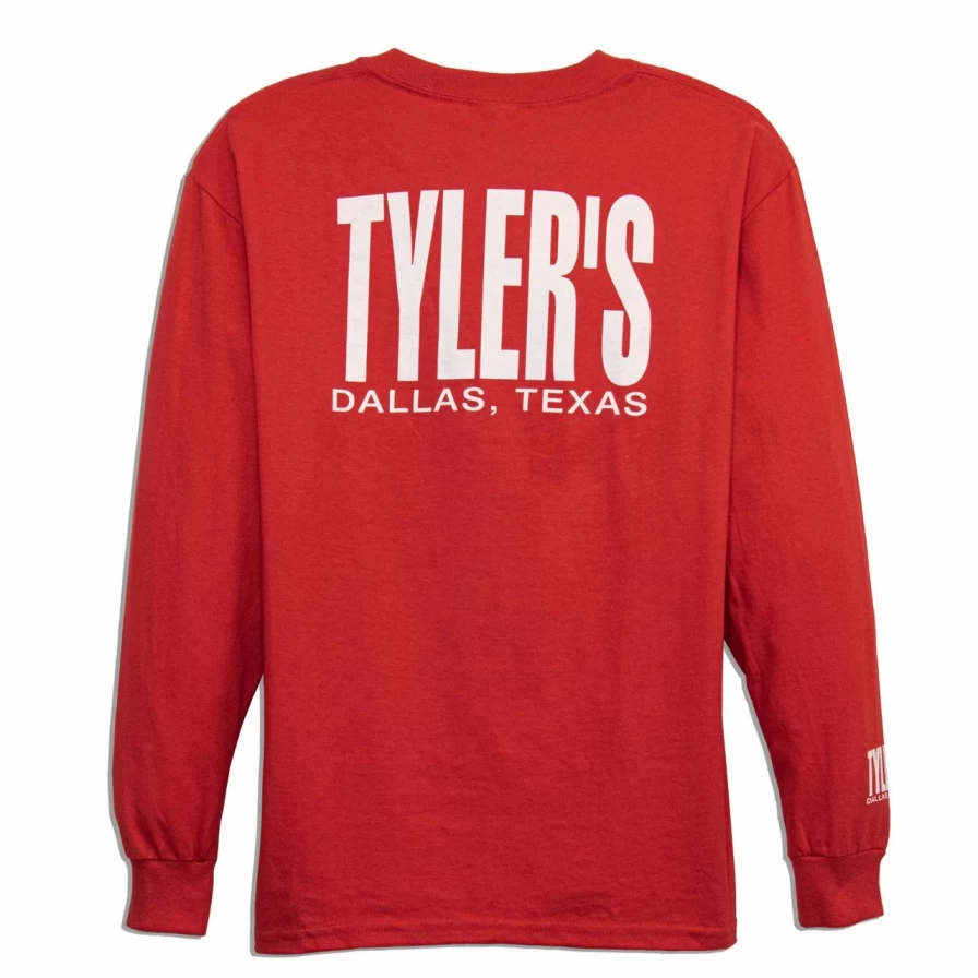 Kids' Red and White Long Sleeve T-Shirt with Dallas Print - Comfortable Cotton Tee for Boys and Girls