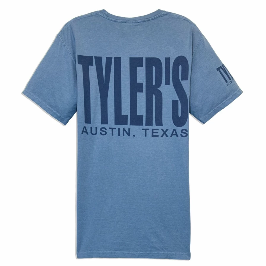 "Comfort Color Vintage Washed Pocket Tee in Storm Blue - Relaxed Fit Short Sleeve Shirt"