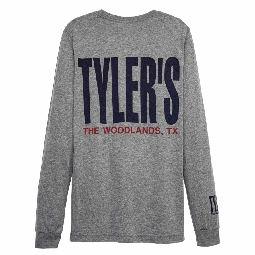 Men's Heather Grey & Navy Long Sleeve Track Tee - Casual Athletic Top for Running and Workouts