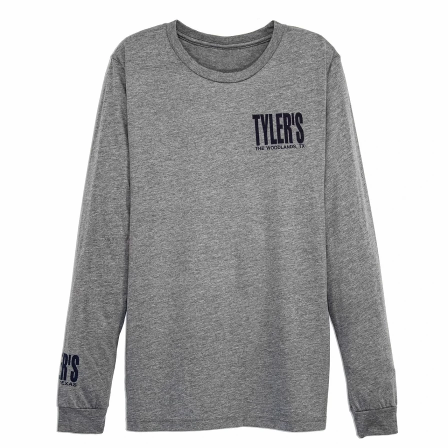 Men's Heather Grey & Navy Long Sleeve Track Tee - Casual Athletic Top for Running and Workouts