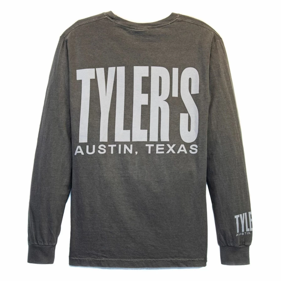 Men's Grey Long Sleeve Pocket T-Shirt - Comfort Colors Casual Tee with Austin Design