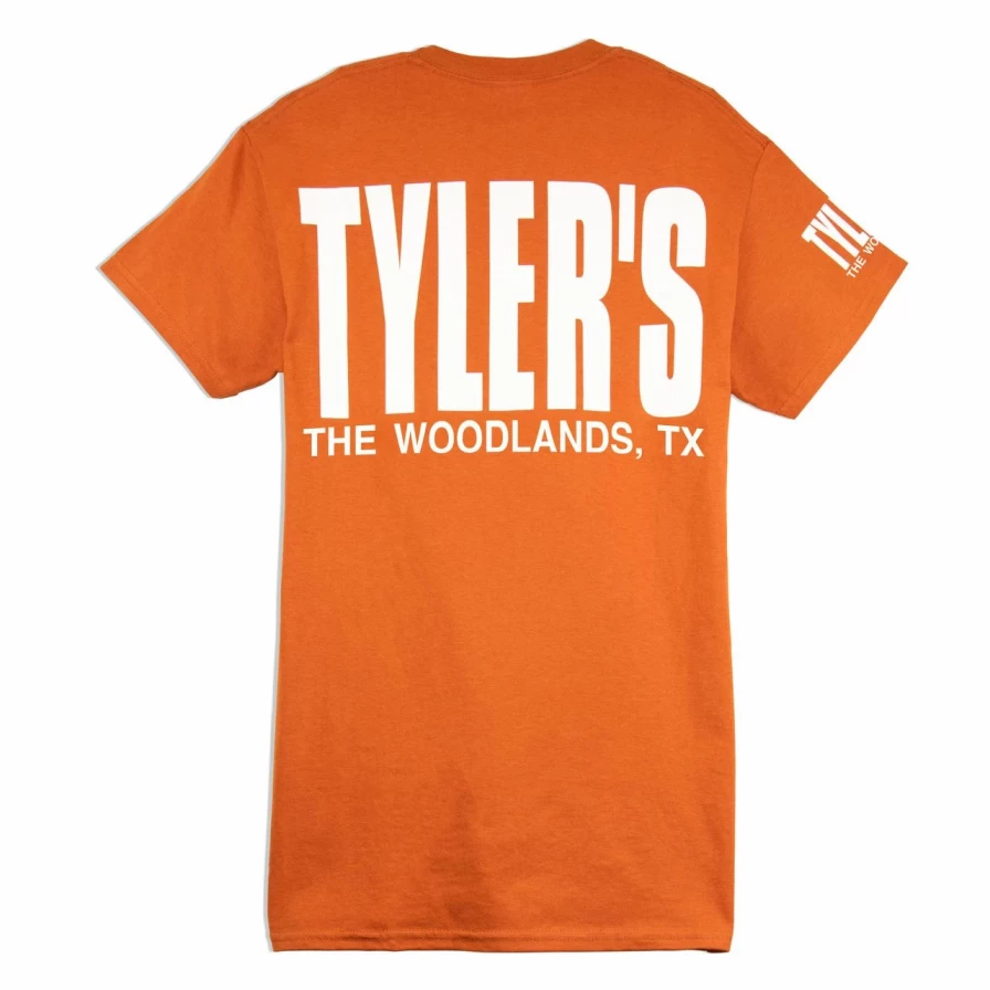 Texas Orange and White Graphic Tee - The Woodlands Vintage Style T-Shirt