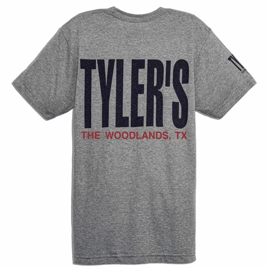 Men's Grey/Navy/Red Track Tee - Casual Athletic T-Shirt by The Woodlands