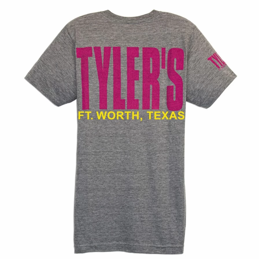"Heather Grey Pink Yellow Track Tee - Comfortable Casual T-Shirt for Men and Women"