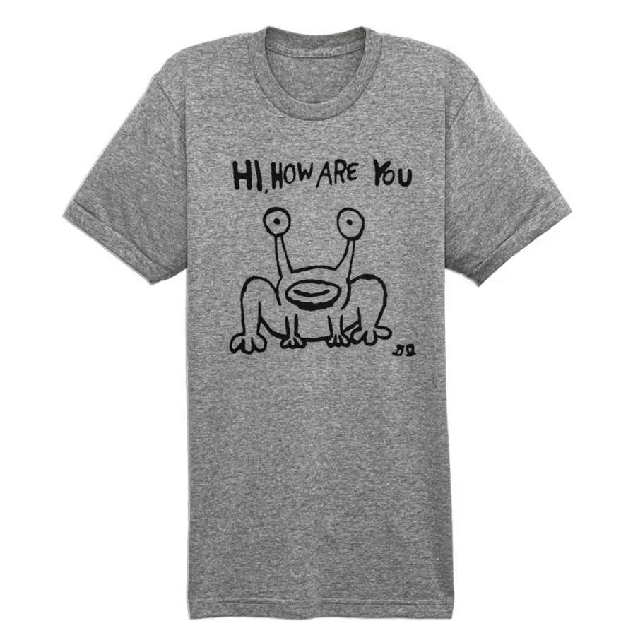 "Daniel Johnston Hi How Are You Graphic T-Shirt in Grey"