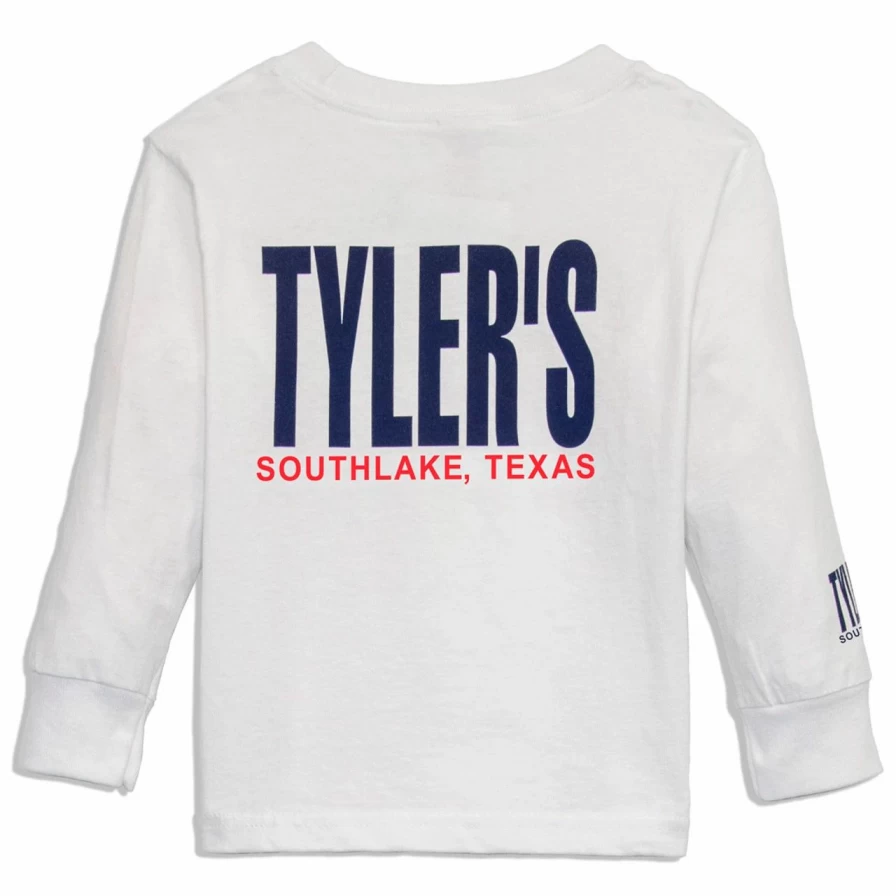 "Boys' Tyler White and Navy Blue Long Sleeve T-Shirt – Southlake Collection"