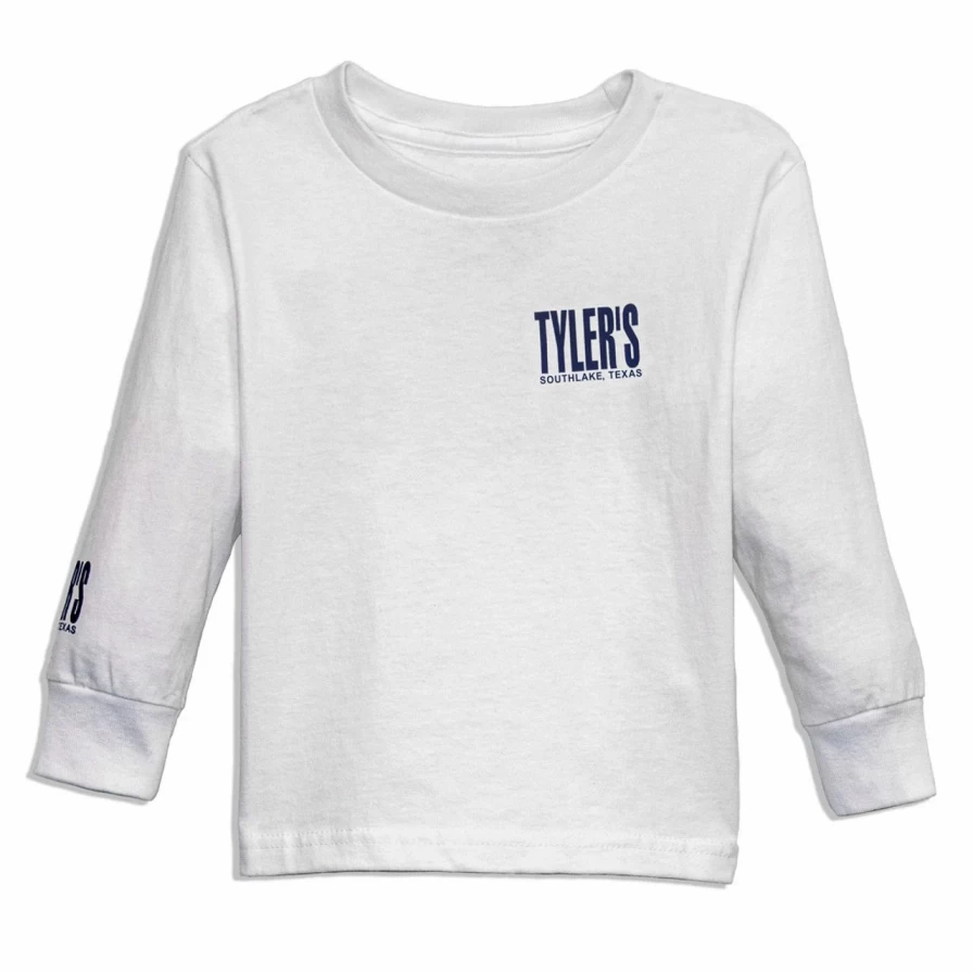 "Boys' Tyler White and Navy Blue Long Sleeve T-Shirt – Southlake Collection"