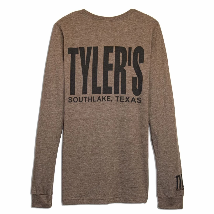 Men's Heather Brown & Black Long Sleeve Crewneck Track Tee - Southlake Style Casual Top