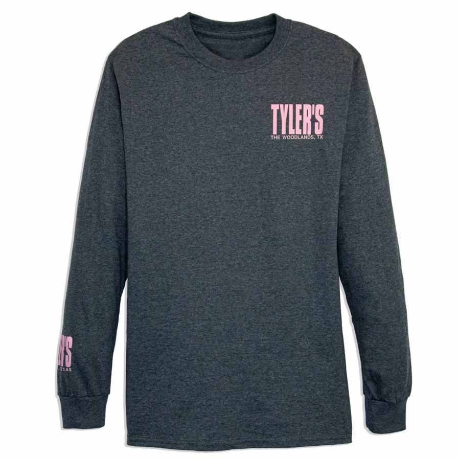 Men's Long Sleeve Heather Pink T-Shirt Casual Comfort Fit Soft Cotton Top