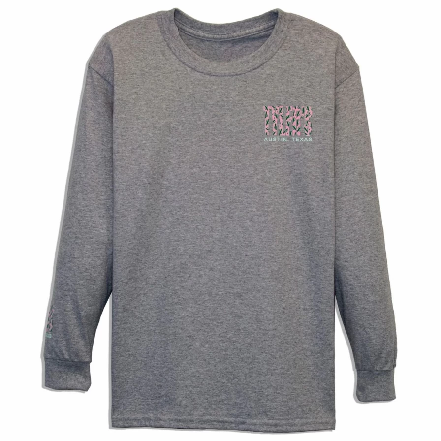 Kids' Long Sleeve Grey and Cactus Print Track Tee - Austin Style Comfort Fit