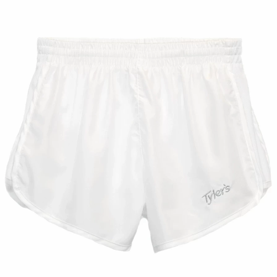 Women's White Racer Shorts - High Waist Athletic Running Shorts for Women