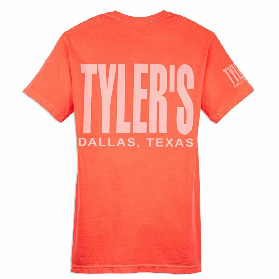 Vintage Comfort Color Pocket Tee - Neon Red & White Retro Style Dallas T-Shirt