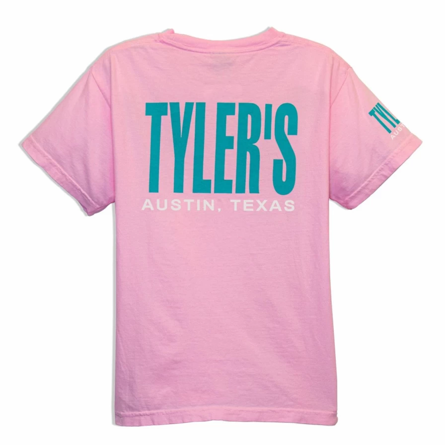Kids' Comfort Color Tee - Soft Pink & Teal Blossom Print, Austin-Inspired Casual Shirt