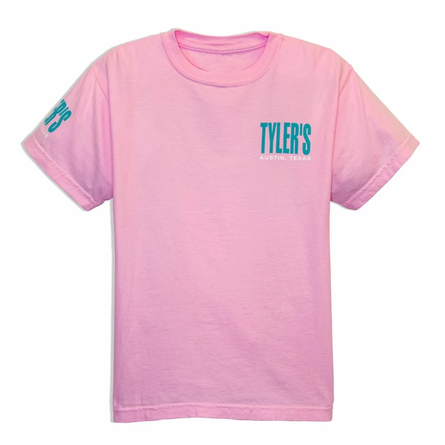 Kids' Comfort Color Tee - Soft Pink & Teal Blossom Print, Austin-Inspired Casual Shirt