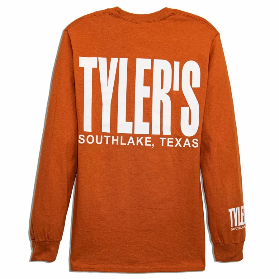 "Men's Long Sleeve Texas Orange & White Graphic Tee - Southlake Style Casual Shirt"