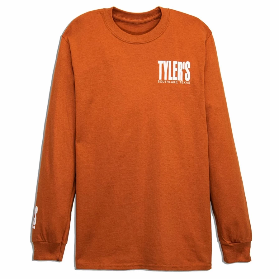"Men's Long Sleeve Texas Orange & White Graphic Tee - Southlake Style Casual Shirt"