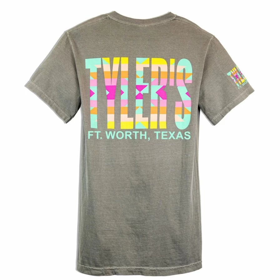Men's Aztec Print Comfort Color Pocket T-Shirt | Grey Pastel Tribal Design | Soft Cotton Tee