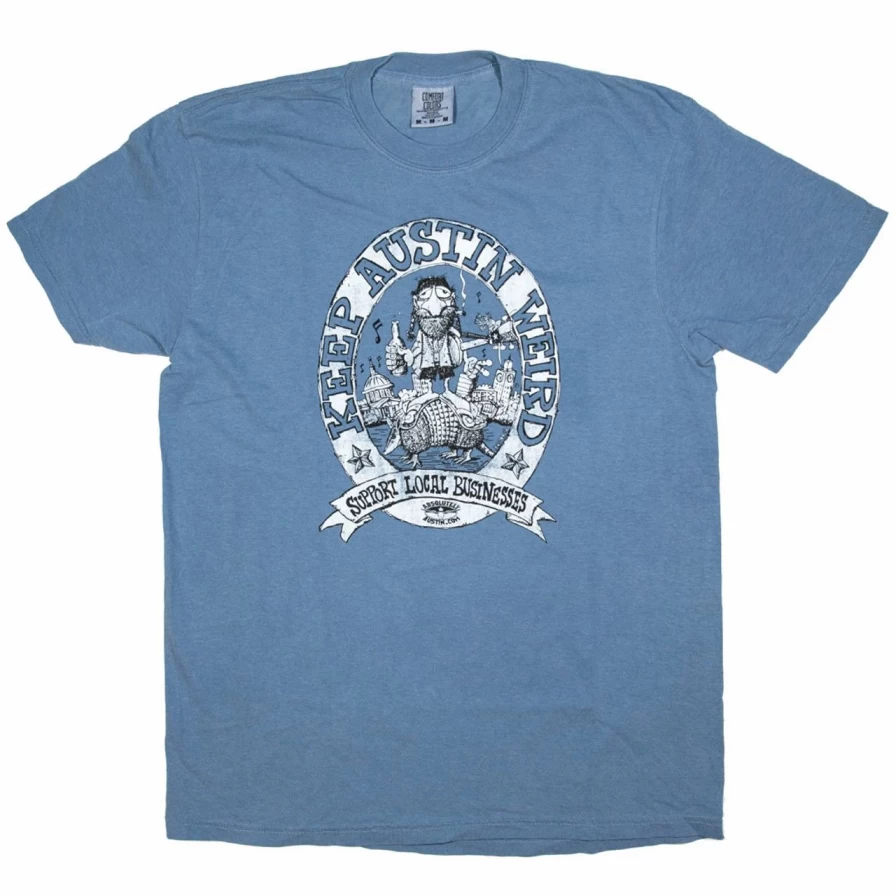 "Keep Austin Weird Slacker Tee - Blue Relaxed Fit T-Shirt"