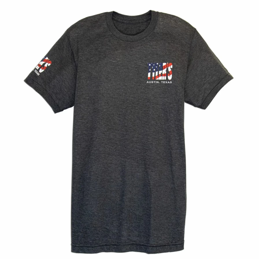 "Stylish Grey and American Flag Track Tee by Tyler - Austin Inspired Casual Wear"