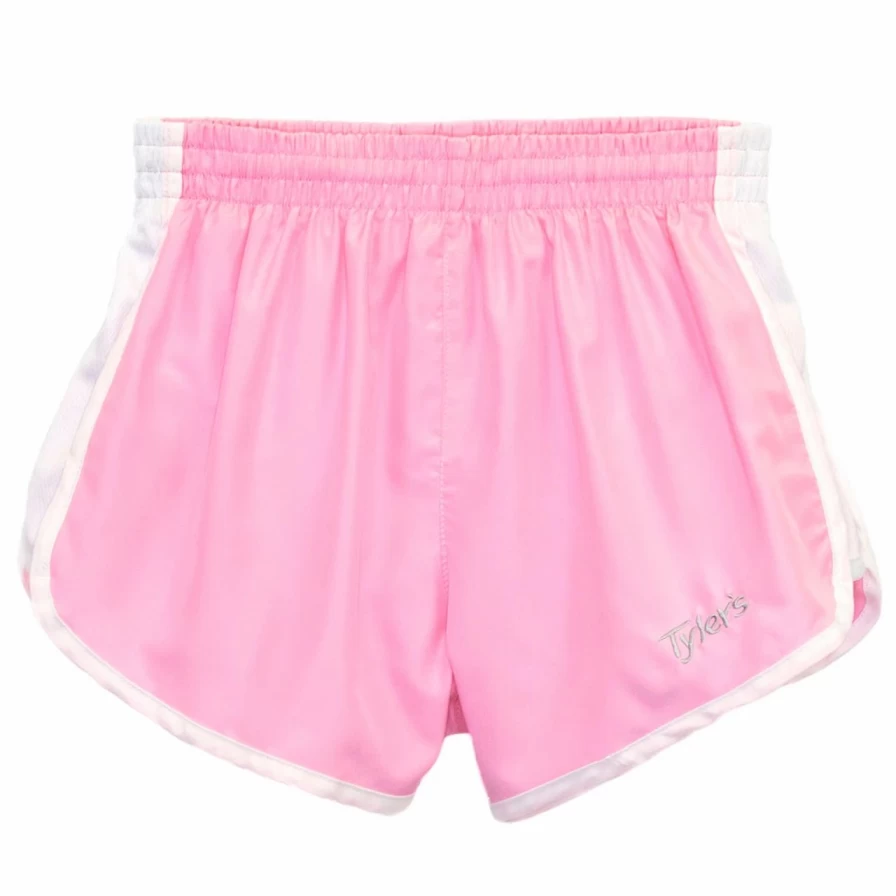 Women's Pastel Pink & White High-Waist Racer Running Shorts for Yoga & Gym