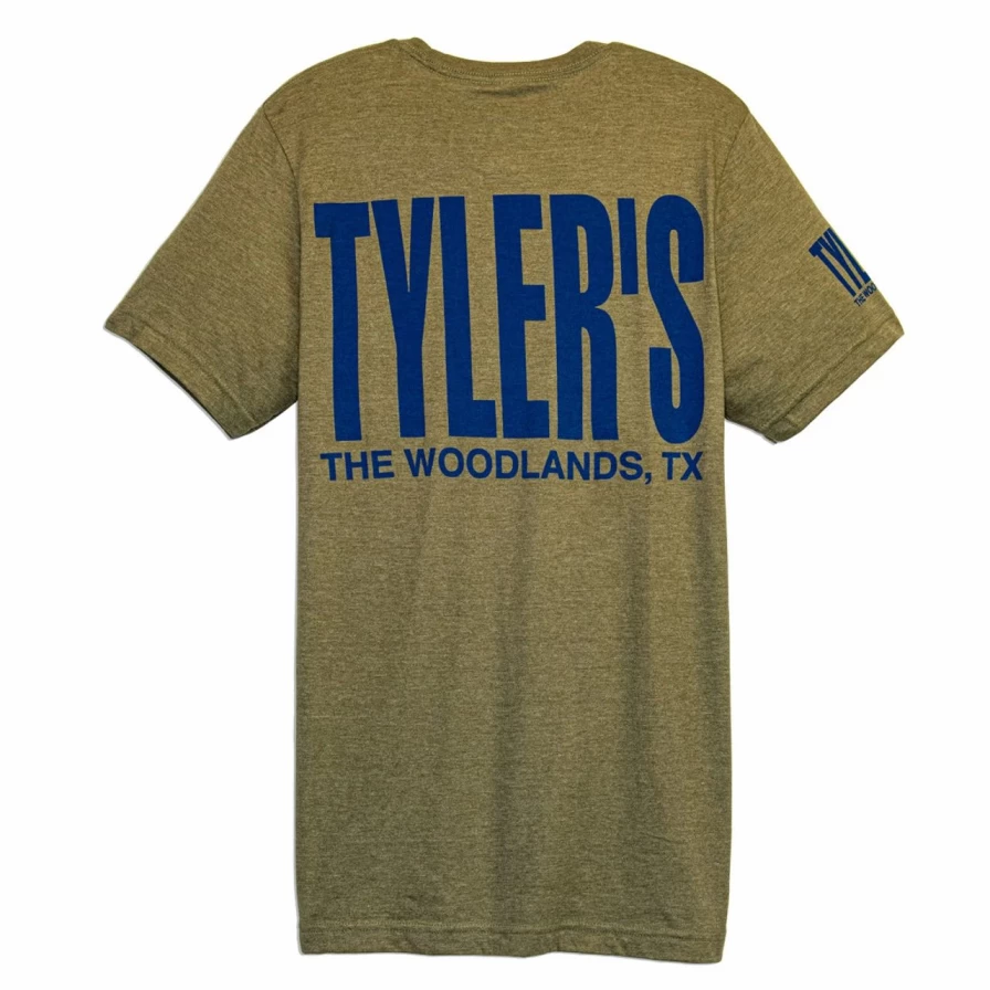 "Heather Olive and Navy Track Tee by Tyler's - The Woodlands Casual Style"