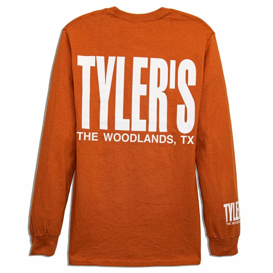 "Tyler's Long Sleeve Texas Orange and White T-Shirt - The Woodlands Collection"