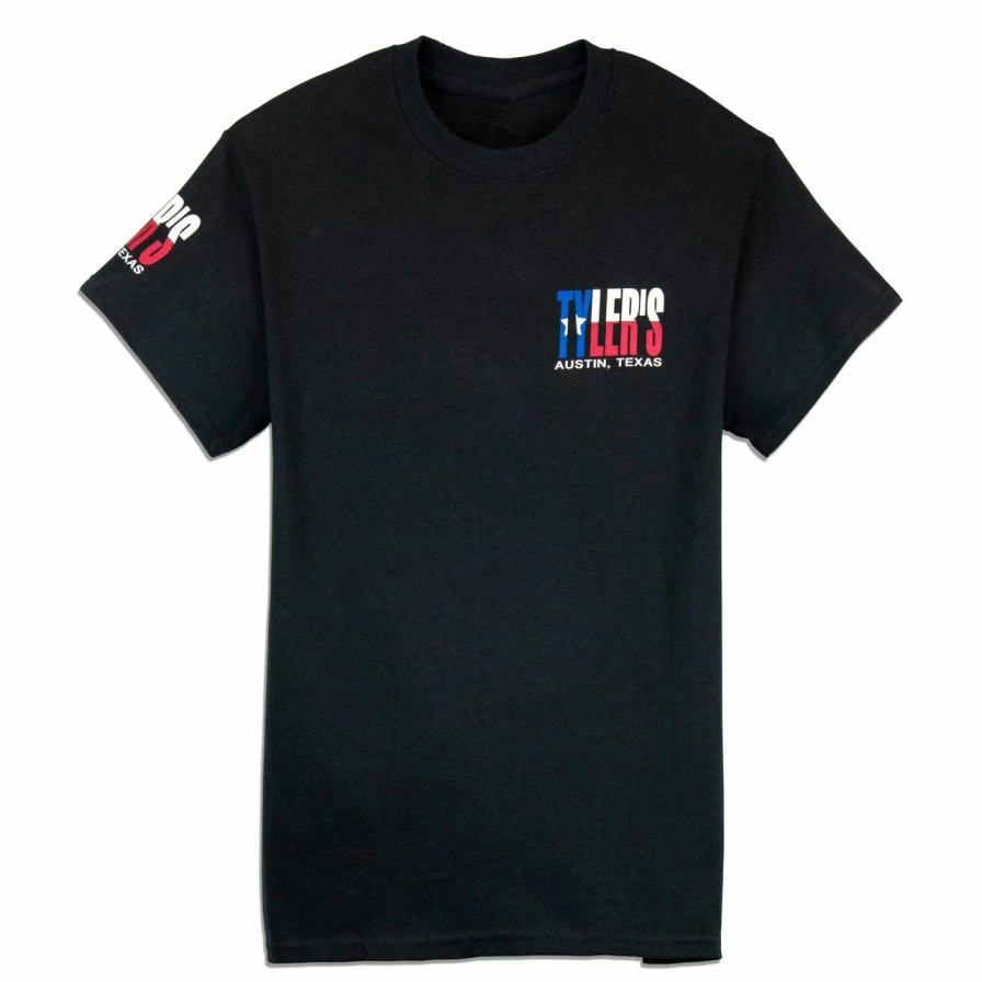 "Tyler's Black Texas Flag Graphic Tee - Austin Inspired T-Shirt"