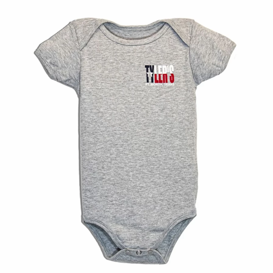 "Texas Flag Onesie for Men - Tyler's Grey Ft. Worth Patriotic Bodysuit"
