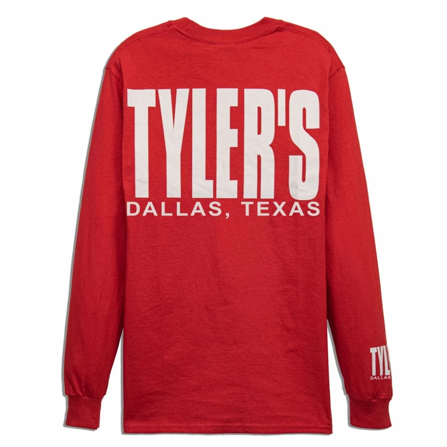 Men's Long Sleeve Red and White Striped T-Shirt Dallas Texas Graphic Tee Casual Top