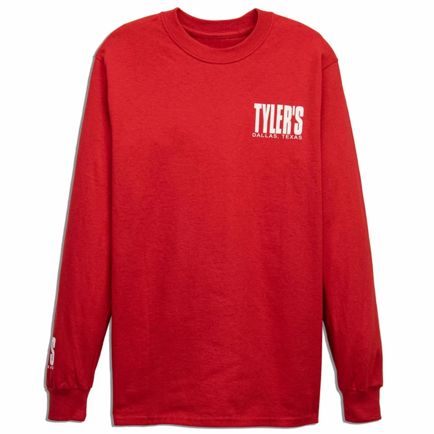 Men's Long Sleeve Red and White Striped T-Shirt Dallas Texas Graphic Tee Casual Top