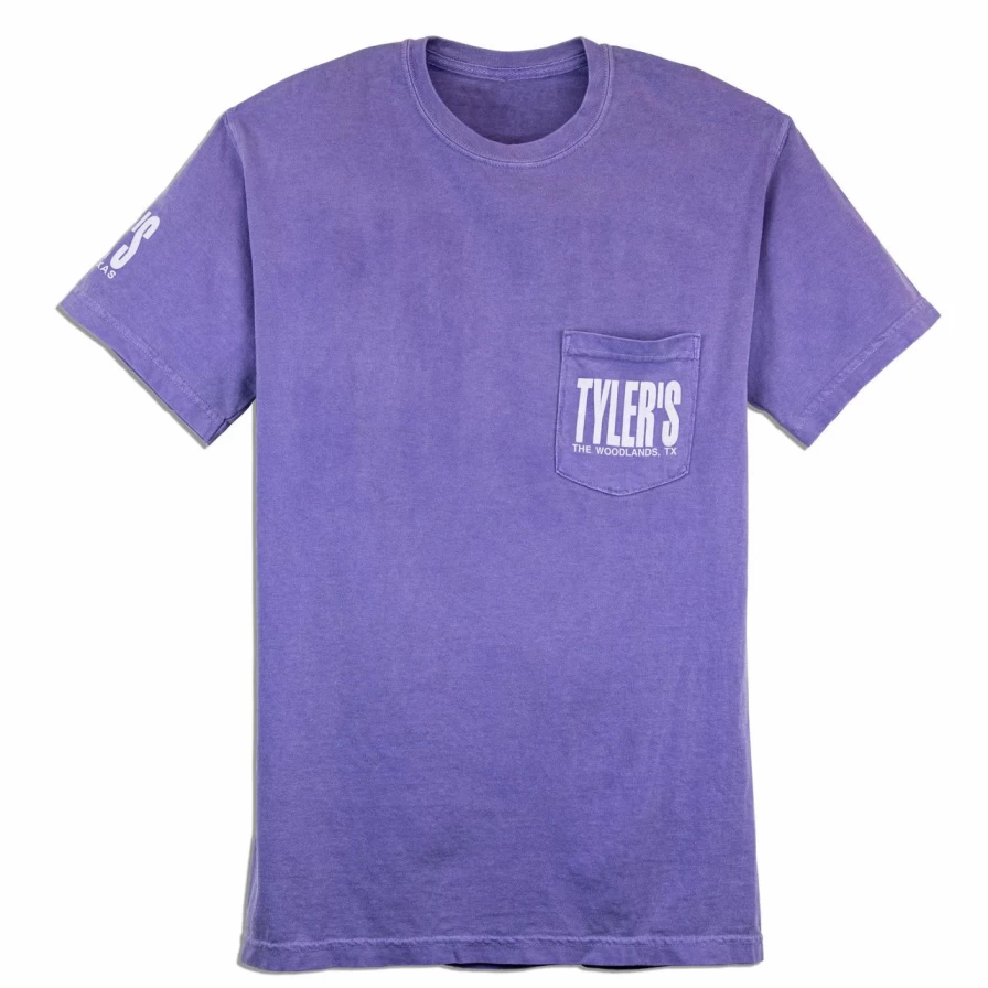Violet and White Comfort Color Pocket T-Shirt for Men - Soft Casual Tee with Chest Pocket