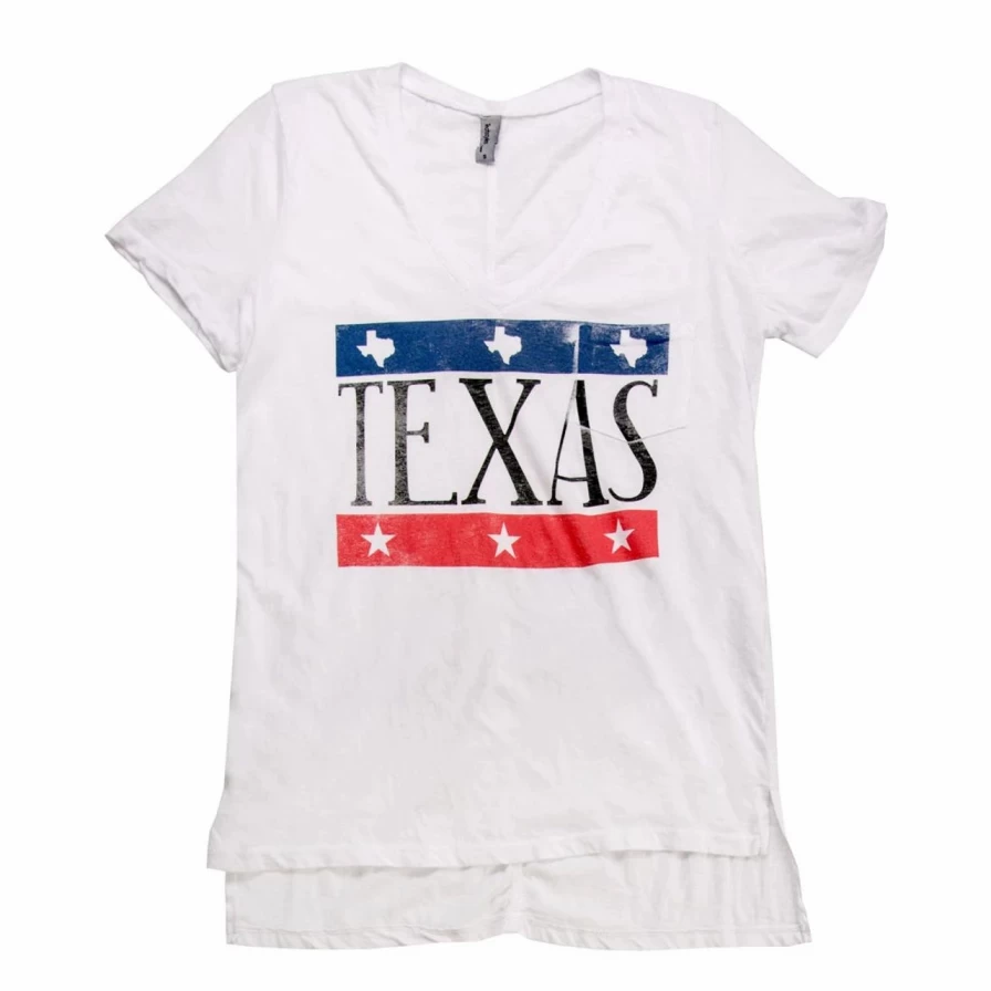 Women's Vintage Texas Graphic V-Neck Pocket T-Shirt - Casual Comfort Fit Tee