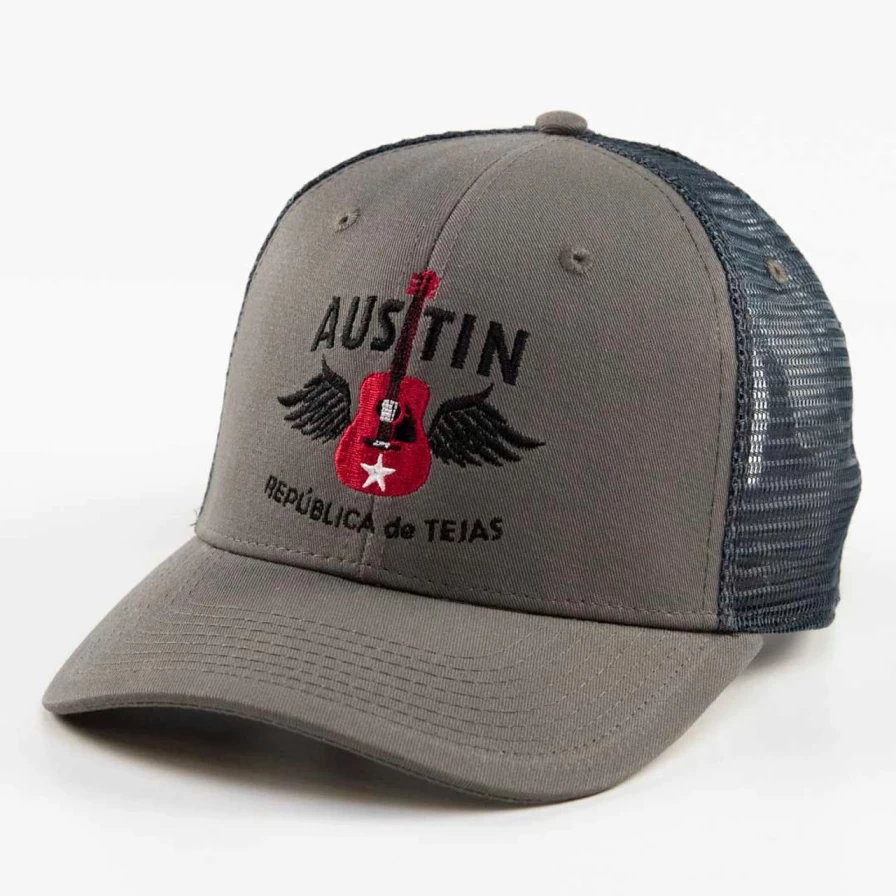 Austin Republic Trucker Hat - Charcoal/Black Twill Snapback Cap