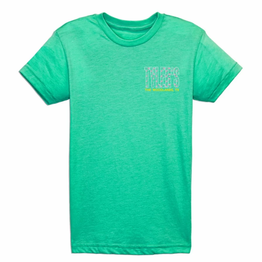 "Stylish Teal Flamingo Outline T-Shirt - The Woodlands Graphic Tee"