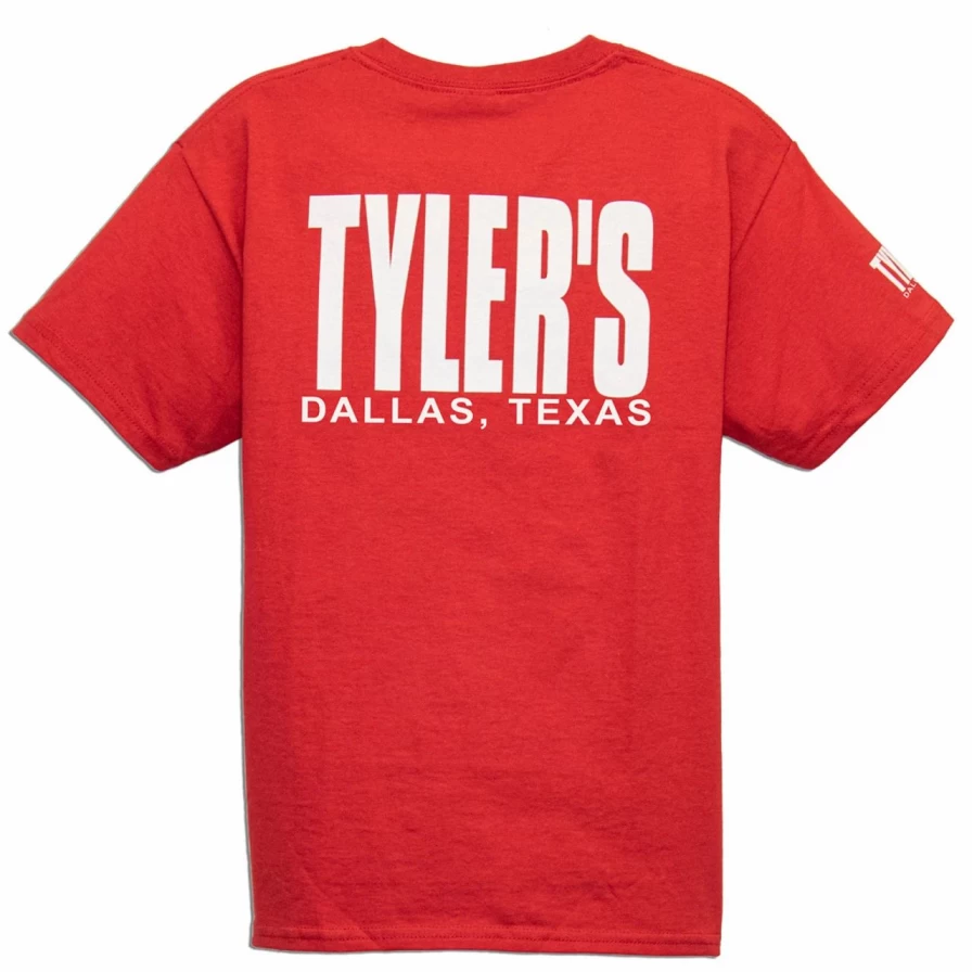 Kids' Red and White Dallas Graphic Tee - Tyler's Casual Short Sleeve T-Shirt for Boys and Girls